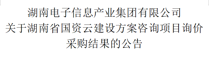 湖南电子信息产业集团有限公司 关于湖南省国资云建设方案咨询项目询价采购结果的公告